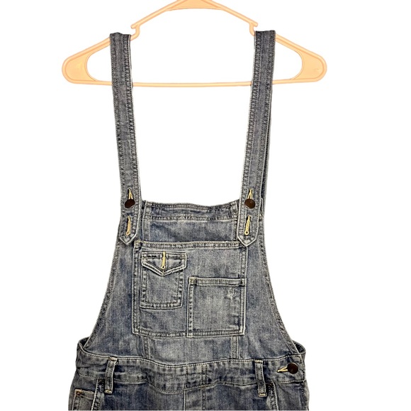 Free People Washed Denim Overalls Medium Wash 27 - Picture 3 of 10